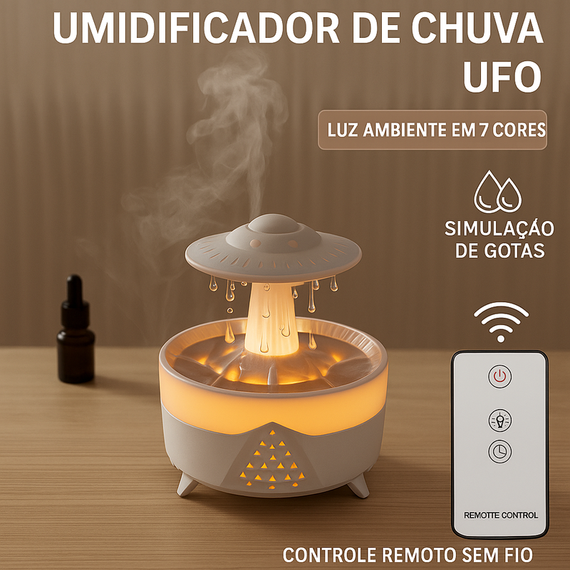 RainSphere™ – Umidificador UFO com Efeito de Gotas de Chuva