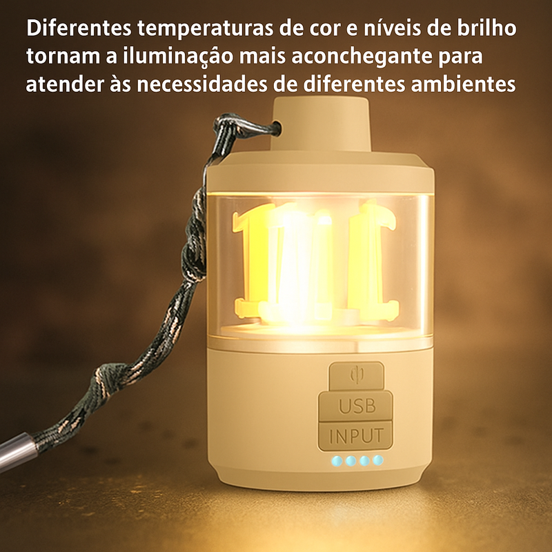 LumiCamp™ – Lanterna Portátil Recarregável Multiuso