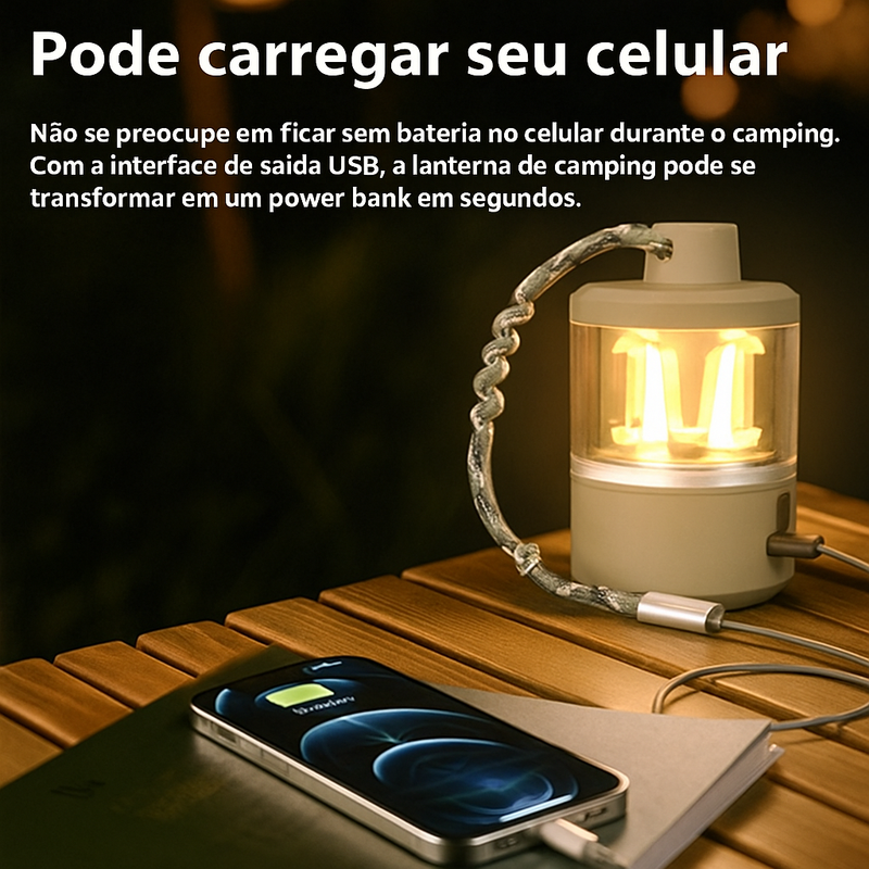 LumiCamp™ – Lanterna Portátil Recarregável Multiuso