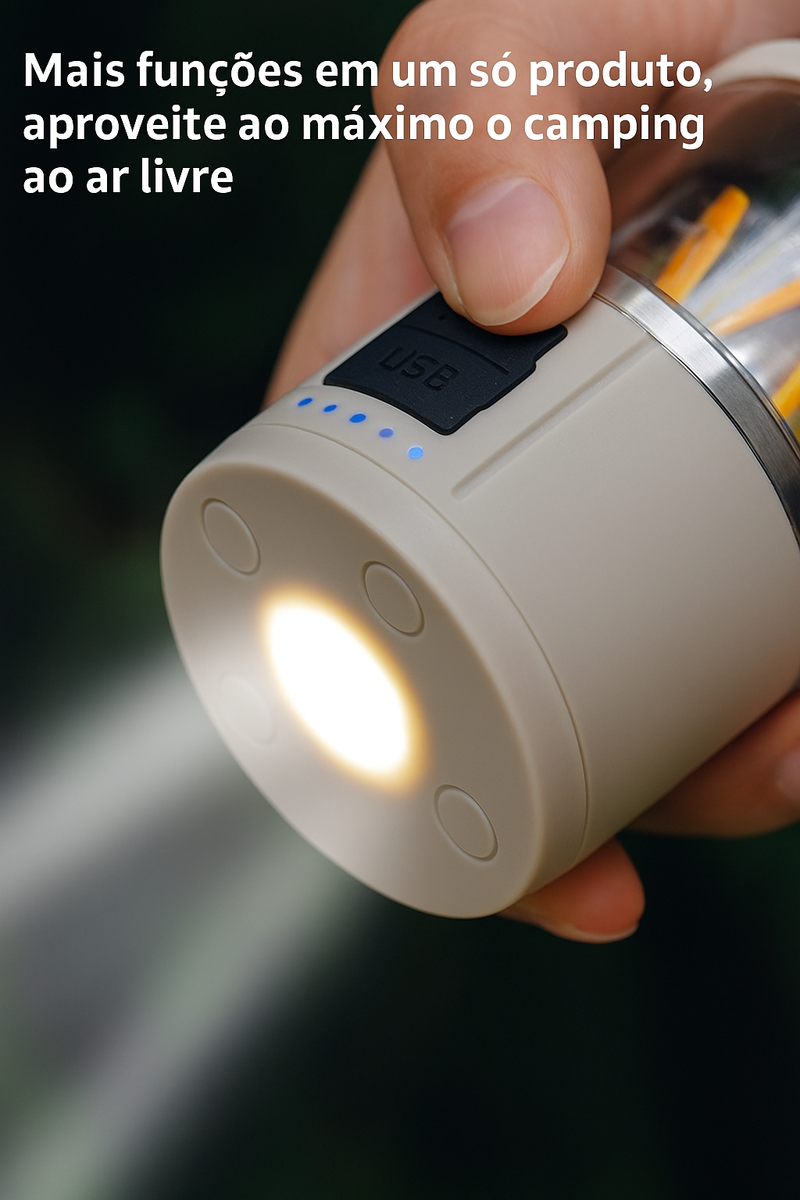 LumiCamp™ – Lanterna Portátil Recarregável Multiuso
