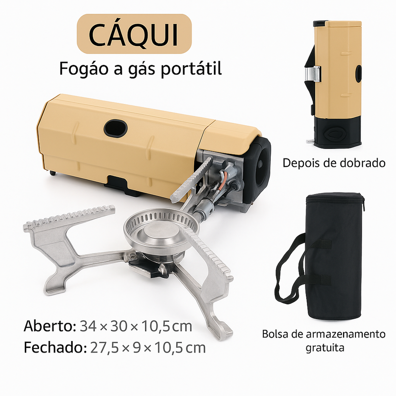 Fogão a Gás Portátil 2600W - Compacto, Dobrável e Ideal para Camping