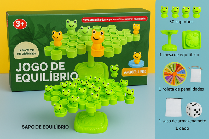 Jogo de Equilíbrio dos Sapos – Diversão e Coordenação para Crianças